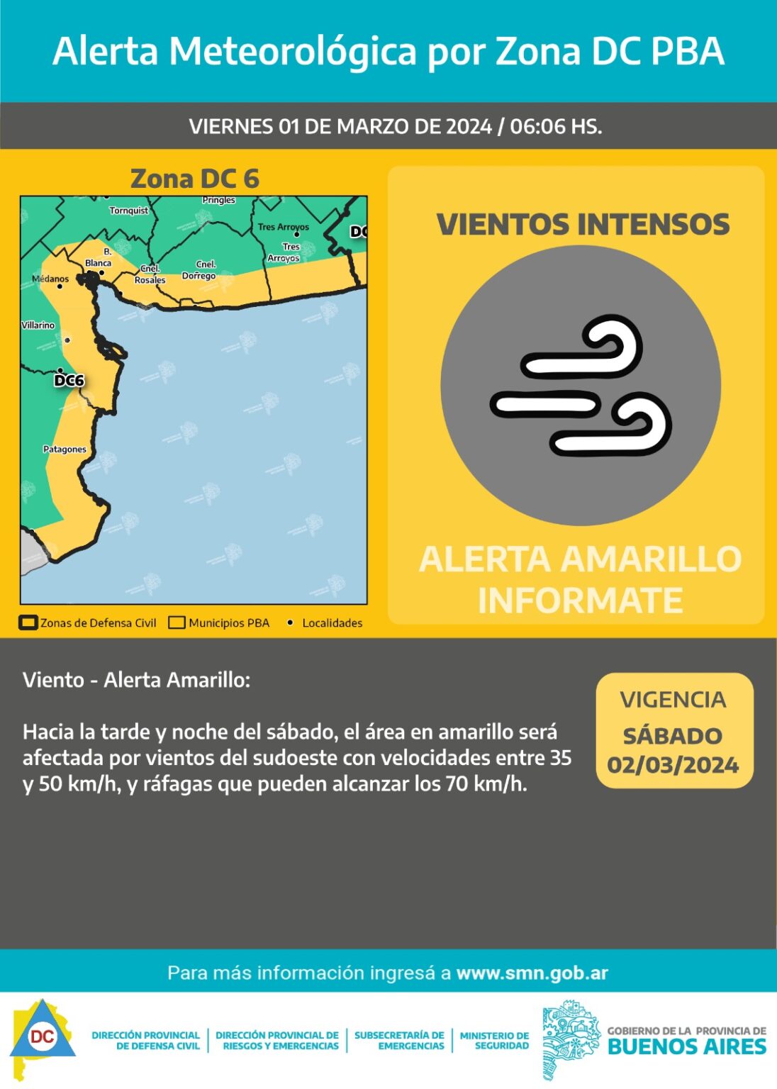 Emiten alerta amarilla por viento para la tarde y noche de este sábado ...